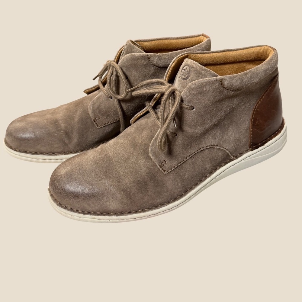 Born Mens Harrison Chukka Boots Taupe Suede Leather Lace Up BM0015055 Size 9.5M